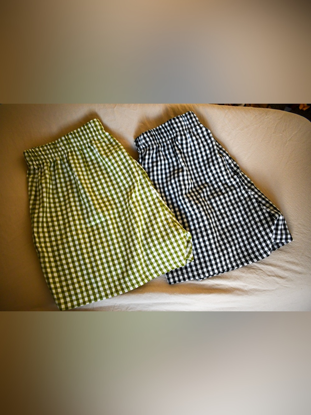 Women’s Gingham Pull-On Shorts - Green & Black